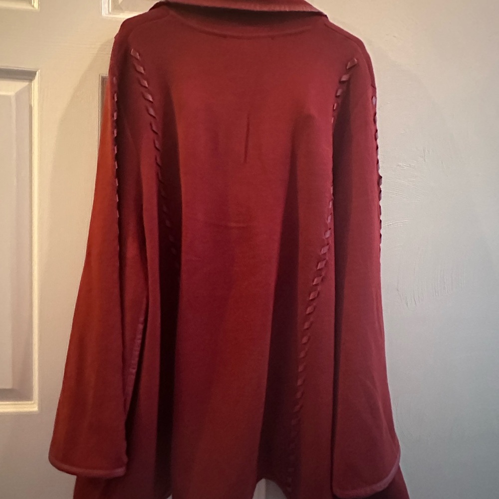 Patricia Nash Maroon Hand Laced Open Sleeve Cape New One Size - Picture 11 of 16
